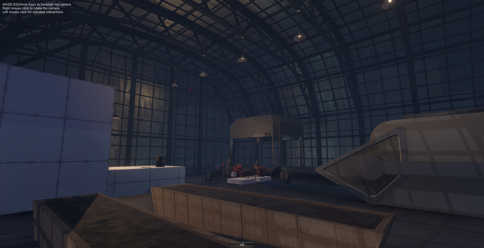 Greenhouse interior from player height. Conveyor belt chassis implemented.